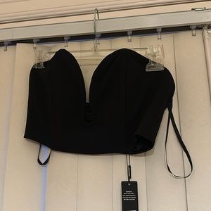 NWT XS black zip up corset